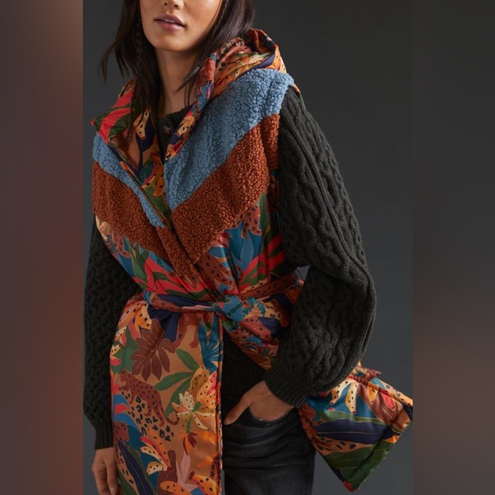 NWOT Farm Rio x Anthropologie Lively Puffer Vest S